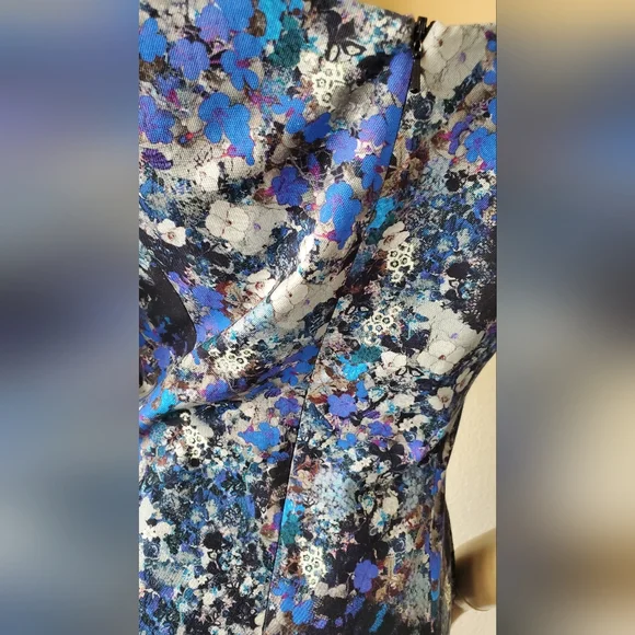 ERDEM MELANIE SCOOPBACK BLUE FLORAL MIDI DRESS US 6 NWOT - Picture 8 of 16